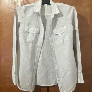 J. Crew The Perfect Shirt in White/Light Grey Stripe Size XS